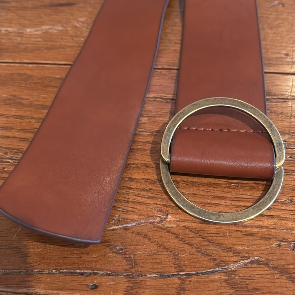 Target Faux Leather Brown Belt with Wraparound Buckle Burnished Edges Size Small - Picture 8 of 8